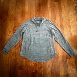 LL Bean Cozy Mixed Knit Pullover Cowl Neck Sweatshirt Large Blue